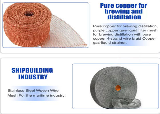 चौड़ाई 400 मिमी 0.25 मिमी बुना हुआ धातु जाल नालीदार / फ्लैट Demister . के लिए